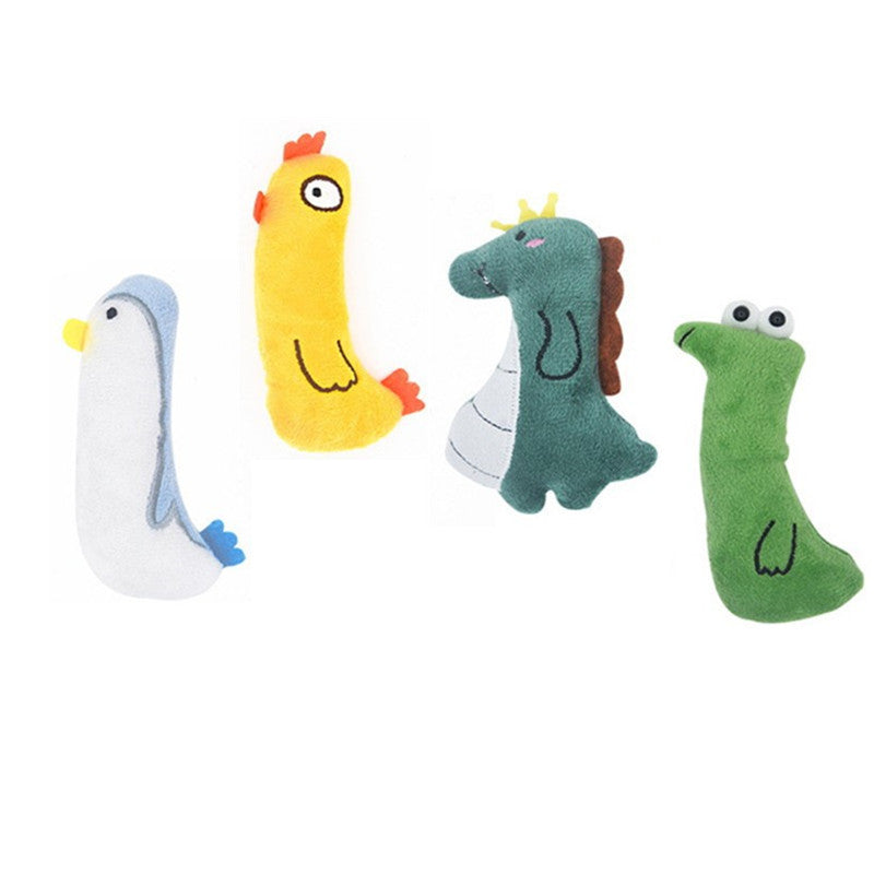 KFX-4892861 Cat Plush Toy with Catnip - Bite-Resistant Interactive Animal Design, Various Colors Available