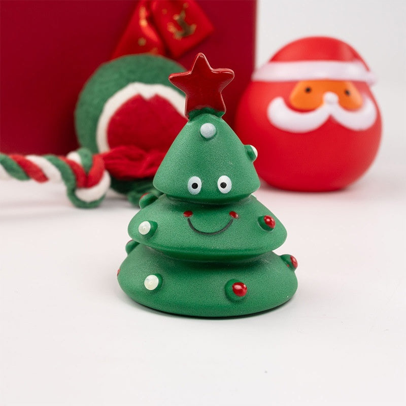 KFX-4894013 Christmas Themed Dog Toy Set - Bite-Resistant Vinyl Toys with Various Fun Designs