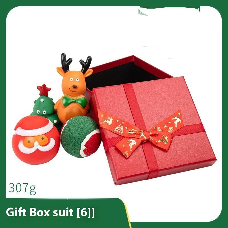 KFX-4894013 Christmas Themed Dog Toy Set - Bite-Resistant Vinyl Toys with Various Fun Designs