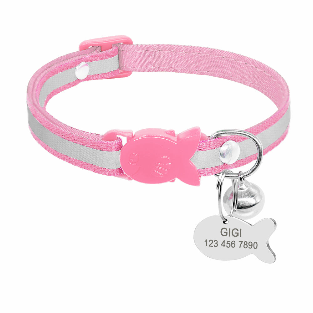 KFX-4895037 Reflective Adjustable Collar with Bell in Blue, Purple, Pink, and Orange – Durable Polyester Design