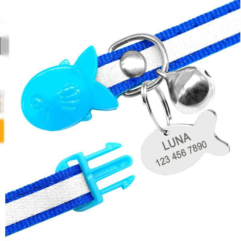 KFX-4895037 Reflective Adjustable Collar with Bell in Blue, Purple, Pink, and Orange – Durable Polyester Design