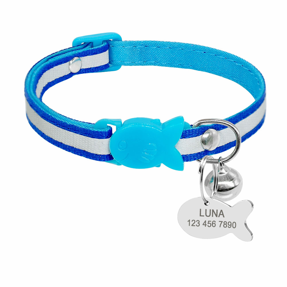 KFX-4895037 Reflective Adjustable Collar with Bell in Blue, Purple, Pink, and Orange – Durable Polyester Design