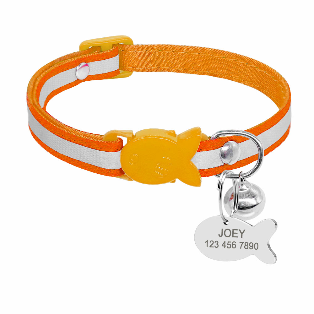 KFX-4895037 Reflective Adjustable Collar with Bell in Blue, Purple, Pink, and Orange – Durable Polyester Design