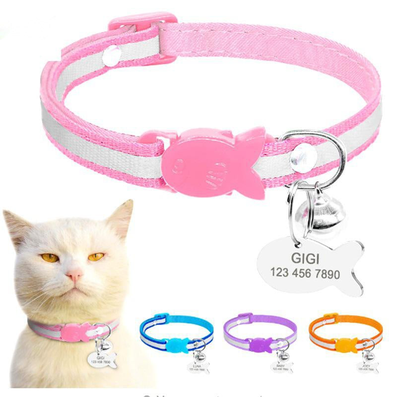 KFX-4895037 Reflective Adjustable Collar with Bell in Blue, Purple, Pink, and Orange – Durable Polyester Design