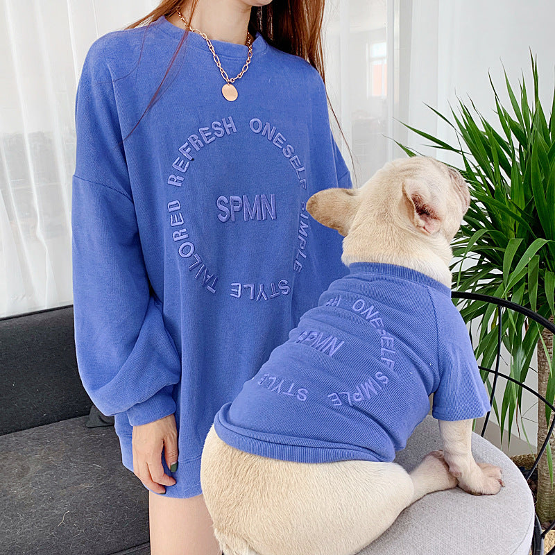 KFX-4897341 Parent-Child Casual Two-Legged Clothing Set with Embroidery in Multiple Colors