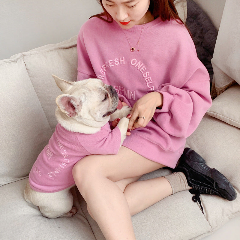 KFX-4897341 Parent-Child Casual Two-Legged Clothing Set with Embroidery in Multiple Colors