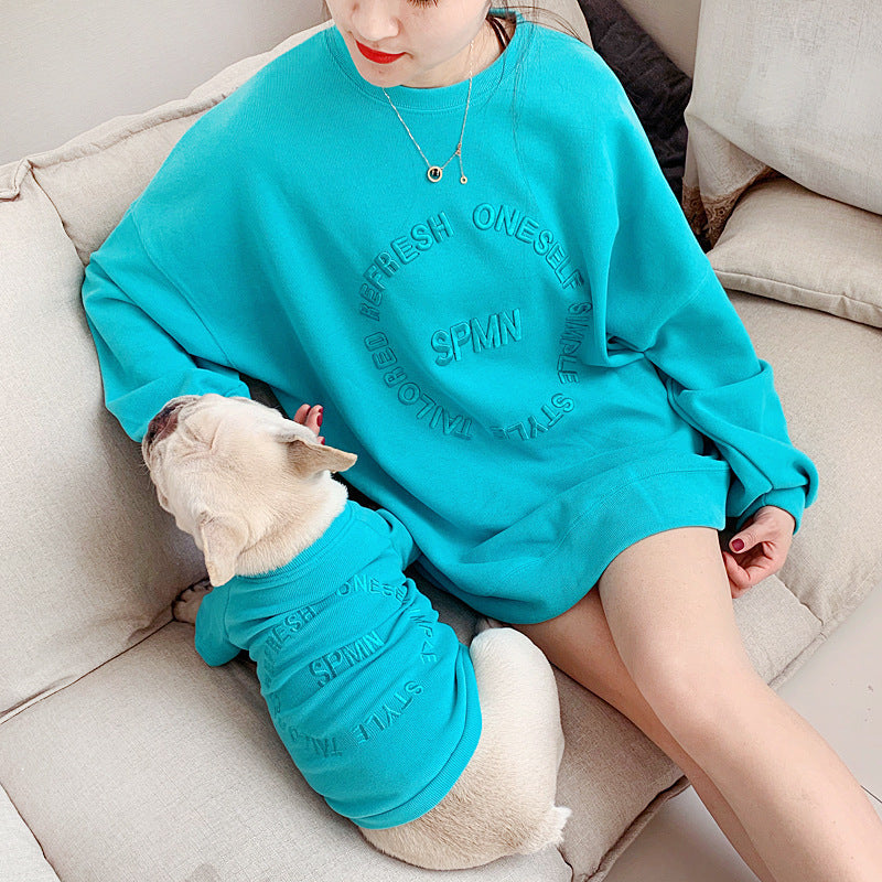 KFX-4897341 Parent-Child Casual Two-Legged Clothing Set with Embroidery in Multiple Colors