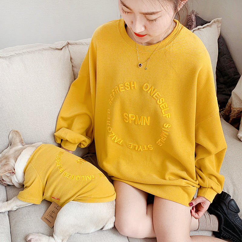 KFX-4897341 Parent-Child Casual Two-Legged Clothing Set with Embroidery in Multiple Colors