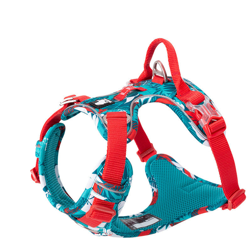 KFX-4898237 Adjustable Vest-Style Chest Harness for Large Dogs in Blue-Red and Purple-Green