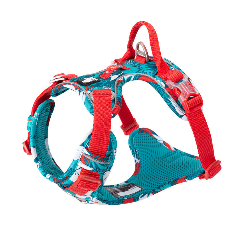 KFX-4898237 Adjustable Vest-Style Chest Harness for Large Dogs in Blue-Red and Purple-Green
