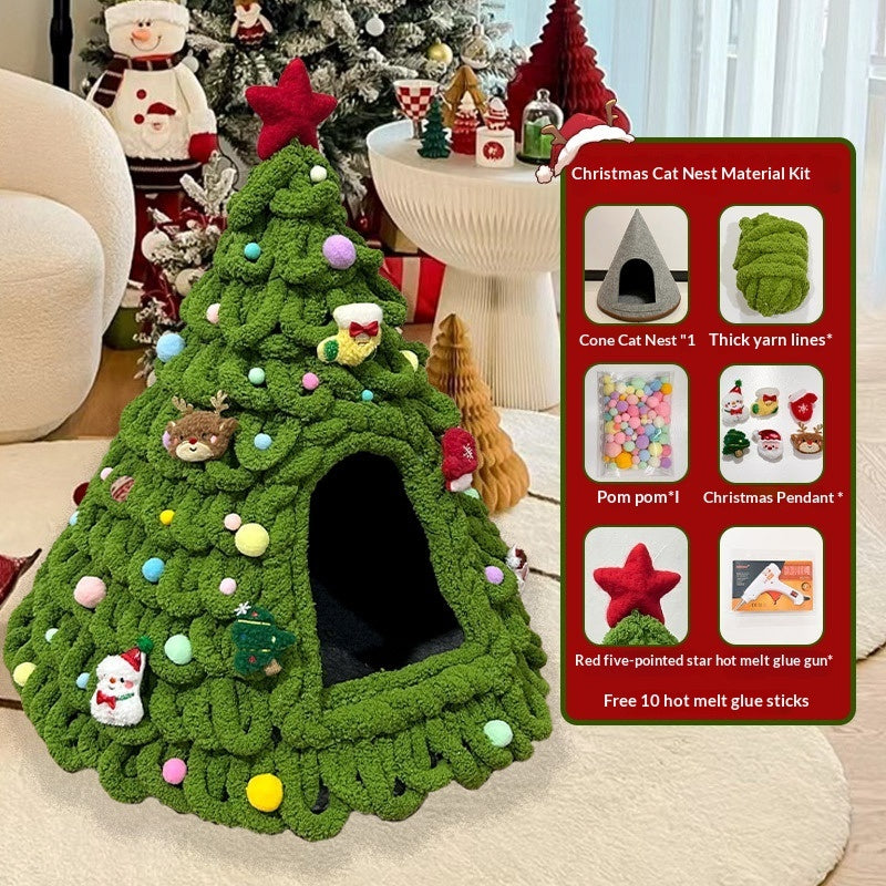 KFX-4899005 Christmas-Themed Felt Cat Bed - Multiple Unique Designs Available