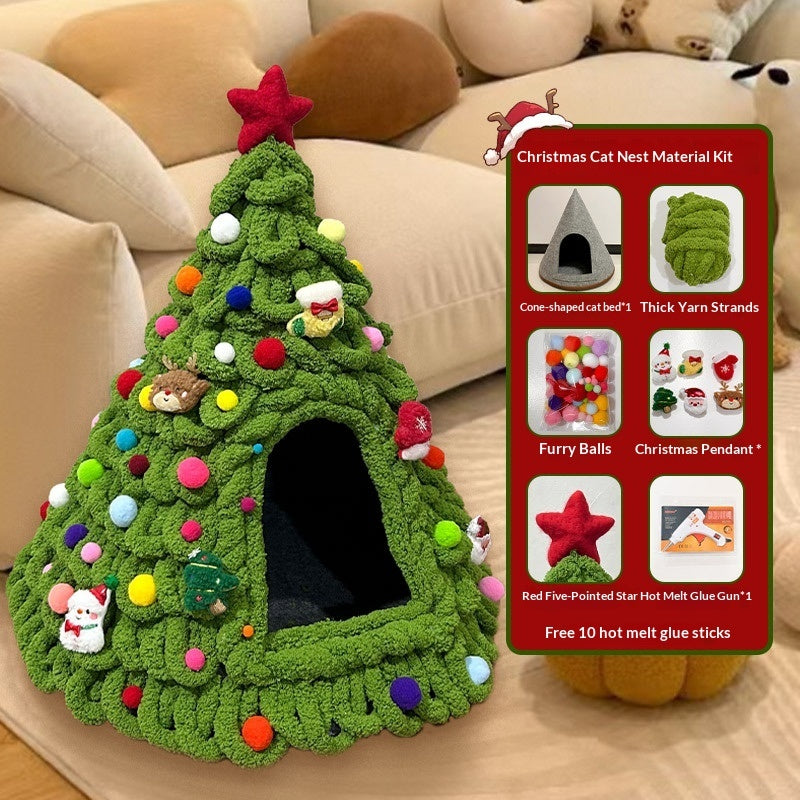 KFX-4899005 Christmas-Themed Felt Cat Bed - Multiple Unique Designs Available
