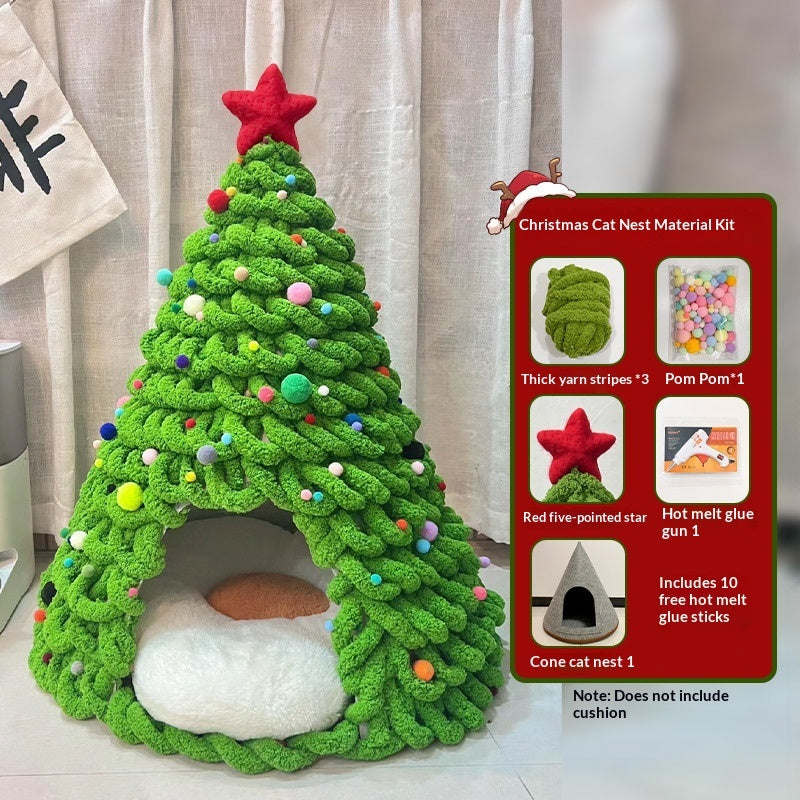 KFX-4899005 Christmas-Themed Felt Cat Bed - Multiple Unique Designs Available
