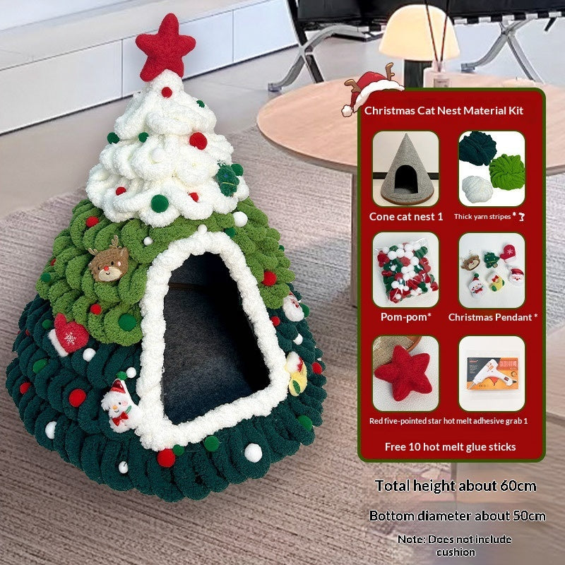 KFX-4899005 Christmas-Themed Felt Cat Bed - Multiple Unique Designs Available