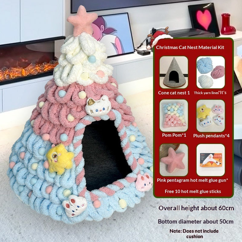 KFX-4899005 Christmas-Themed Felt Cat Bed - Multiple Unique Designs Available