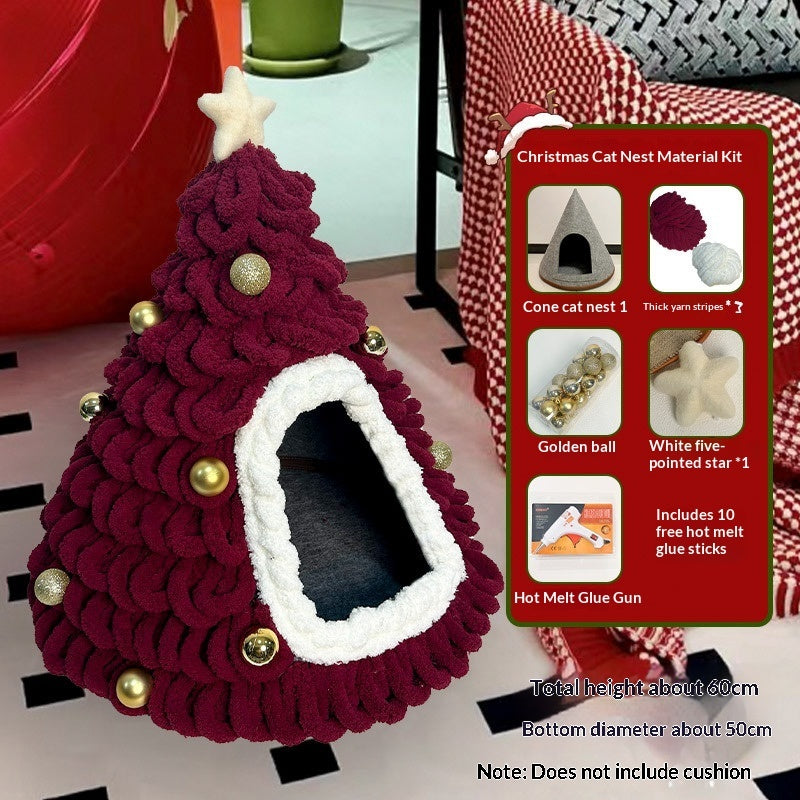 KFX-4899005 Christmas-Themed Felt Cat Bed - Multiple Unique Designs Available