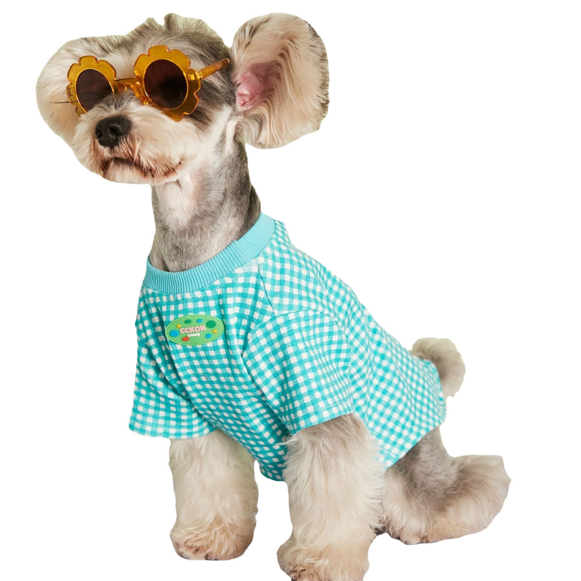 KFX-4899517 Candy Color Plaid T-Shirt in Blue, Yellow, and Pink for a Casual Summer Look - Sizes XS to XXL