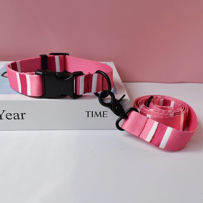 KFX-4900925 Ethnic Style Nylon Pet Collar and Leash Set for Outdoor Dog Walking