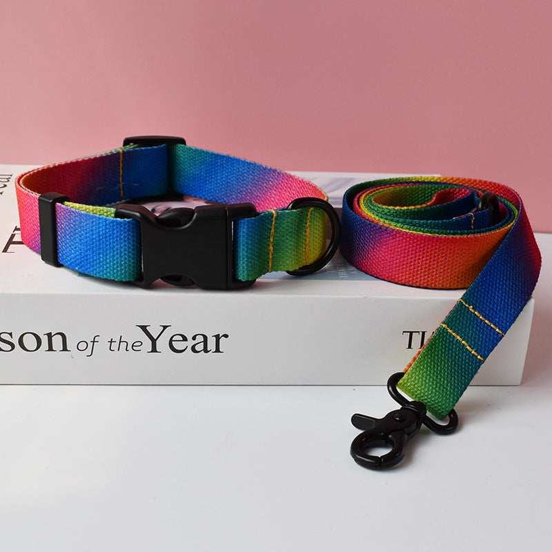 KFX-4900925 Ethnic Style Nylon Pet Collar and Leash Set for Outdoor Dog Walking