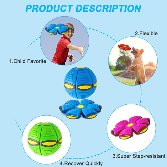 KFX-4902205 Magic Flying Saucer Ball with Lights for Dogs and Kids - Interactive Outdoor Toy