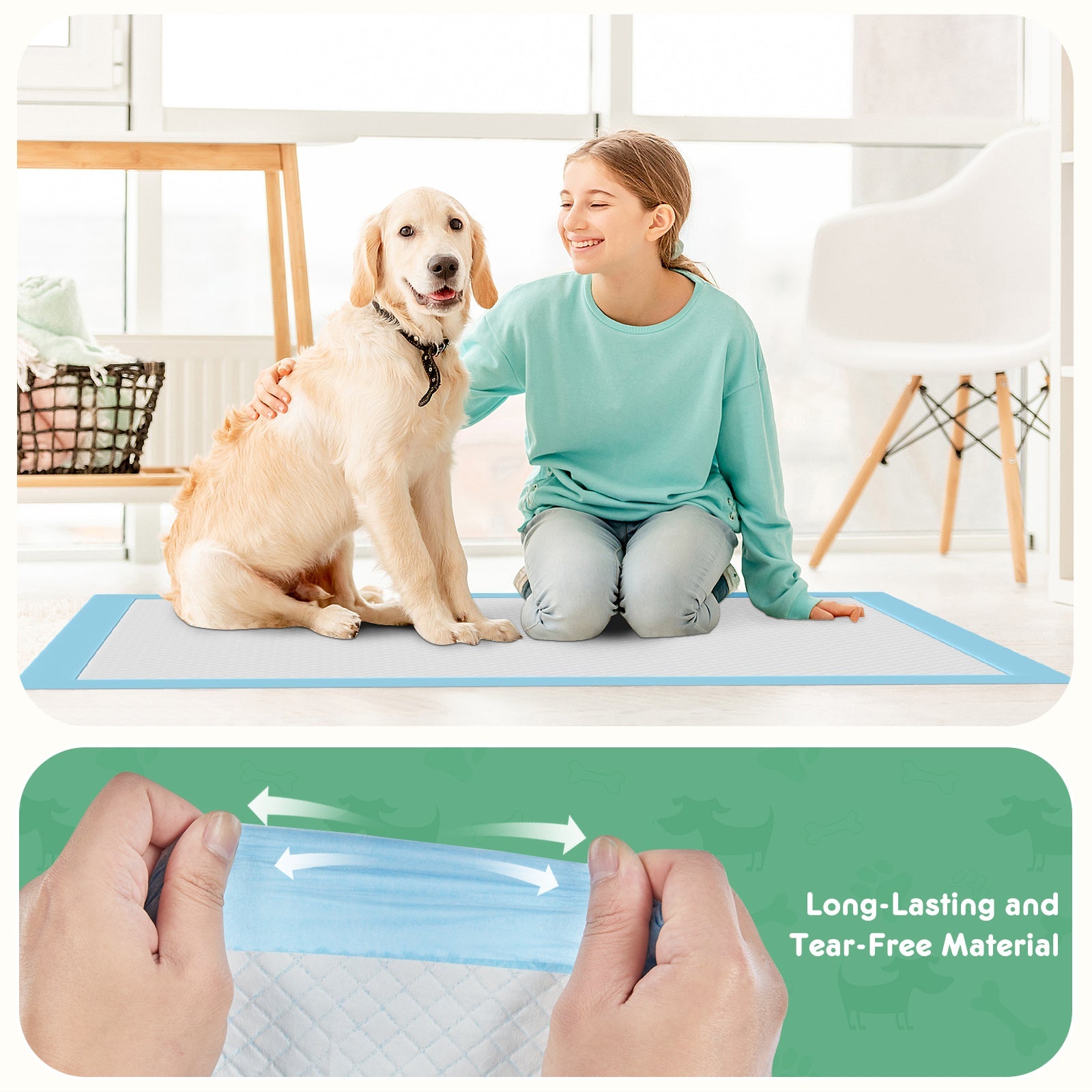 KFX-4902589 Leak-Proof Quick-Drying Absorbent Puppy Pads - Multiple Sizes Available