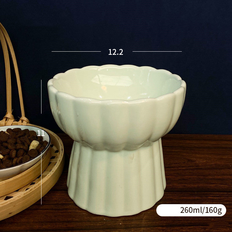 KFX-4904893 Anti-Tipping Ceramic Cat Food & Water Bowl - Mint Green, Peach Powder, White