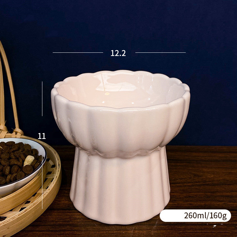 KFX-4904893 Anti-Tipping Ceramic Cat Food & Water Bowl - Mint Green, Peach Powder, White