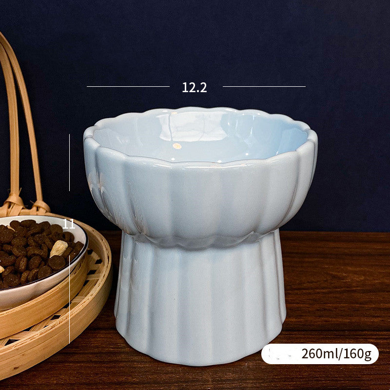 KFX-4904893 Anti-Tipping Ceramic Cat Food & Water Bowl - Mint Green, Peach Powder, White