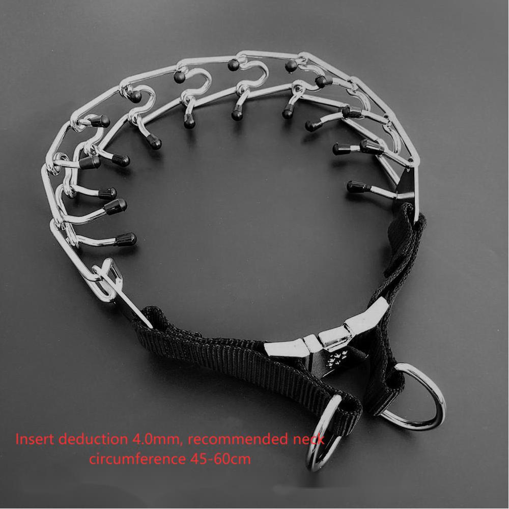 KFX-4907325 Chrome Plated Pinch Dog Collar with Rubber Tips for Training - Adjustable Sizes Available