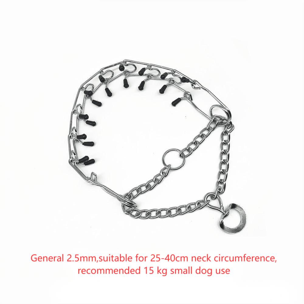 KFX-4907325 Chrome Plated Pinch Dog Collar with Rubber Tips for Training - Adjustable Sizes Available