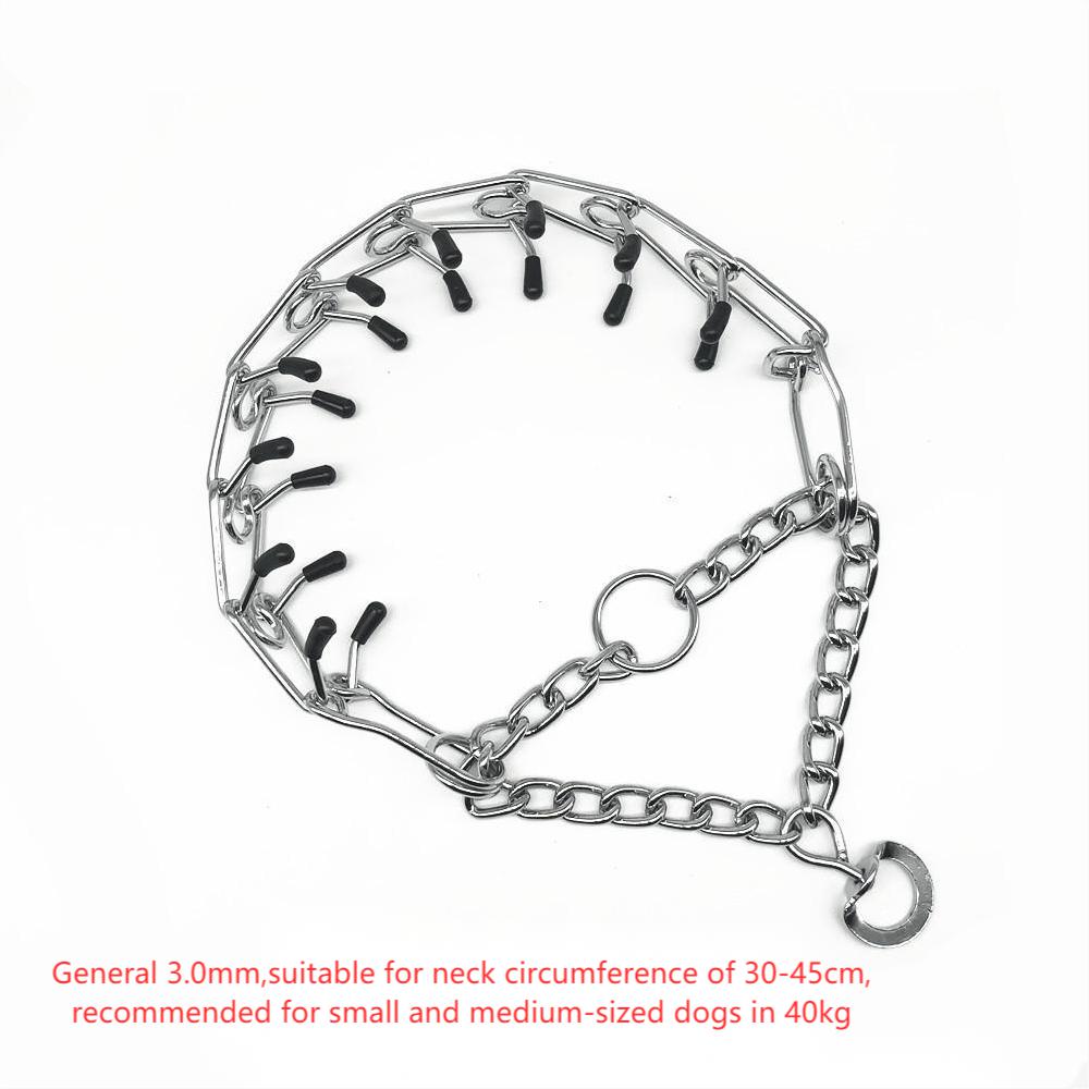 KFX-4907325 Chrome Plated Pinch Dog Collar with Rubber Tips for Training - Adjustable Sizes Available