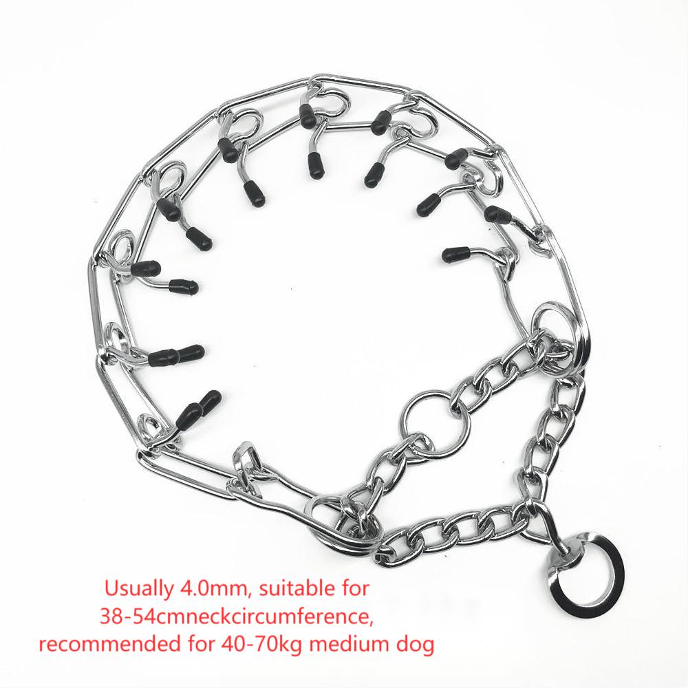 KFX-4907325 Chrome Plated Pinch Dog Collar with Rubber Tips for Training - Adjustable Sizes Available