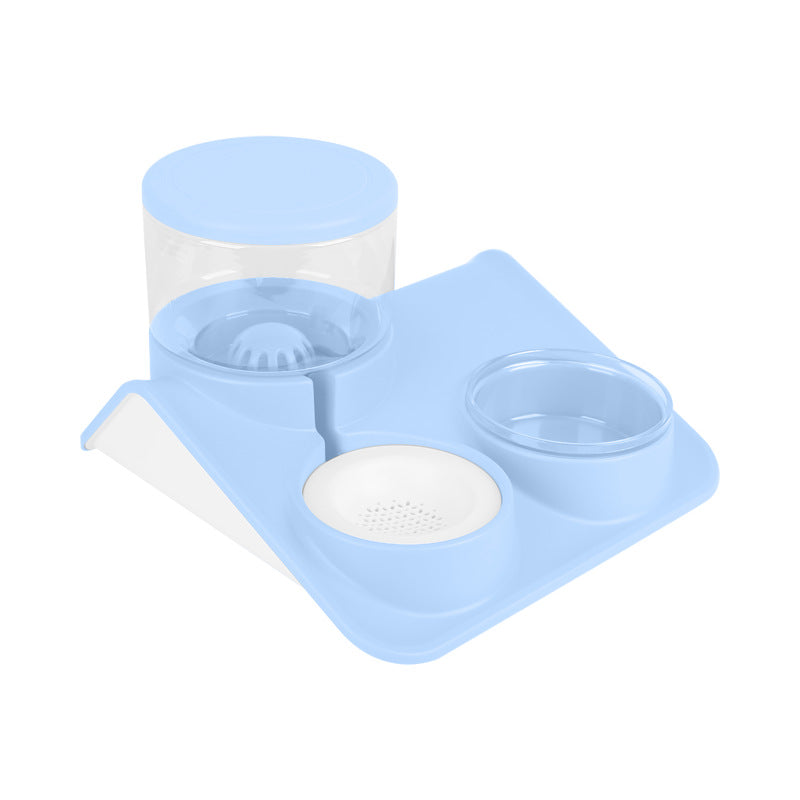 KFX-4908477 Double Bowl Automatic Pet Feeder for Dogs and Cats - Durable PP+PET Material