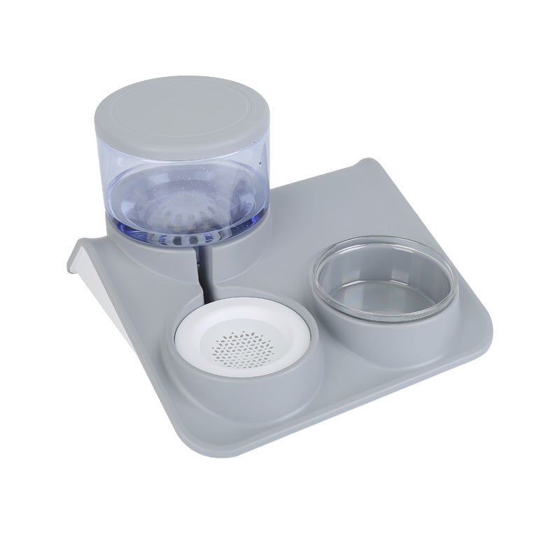 KFX-4908477 Double Bowl Automatic Pet Feeder for Dogs and Cats - Durable PP+PET Material