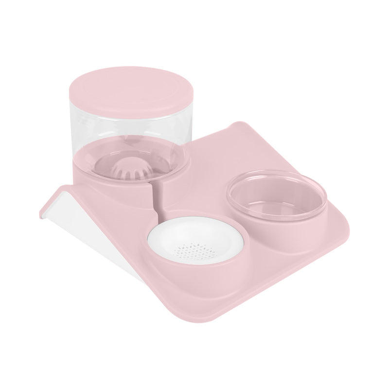 KFX-4908477 Double Bowl Automatic Pet Feeder for Dogs and Cats - Durable PP+PET Material