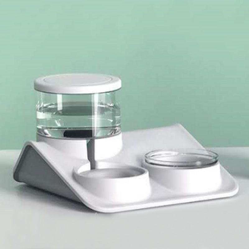 KFX-4908477 Double Bowl Automatic Pet Feeder for Dogs and Cats - Durable PP+PET Material