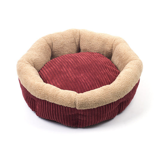 KFX-4908733 Cozy Octagonal Velvet Pet Nest with Soft Cotton Lining