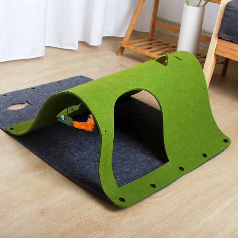 KFX-4909757 2-in-1 DIY Cat Tunnel with Removable Felt Nest for Cats, Puppies, Ferrets, and Rabbits - Multiple Splicing Options Available