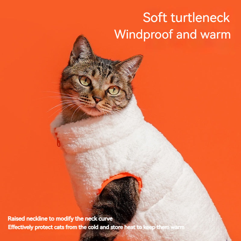 KFX-4910269 Cozy Zippered Velvet Turtleneck Vest for Cats in Multiple Sizes