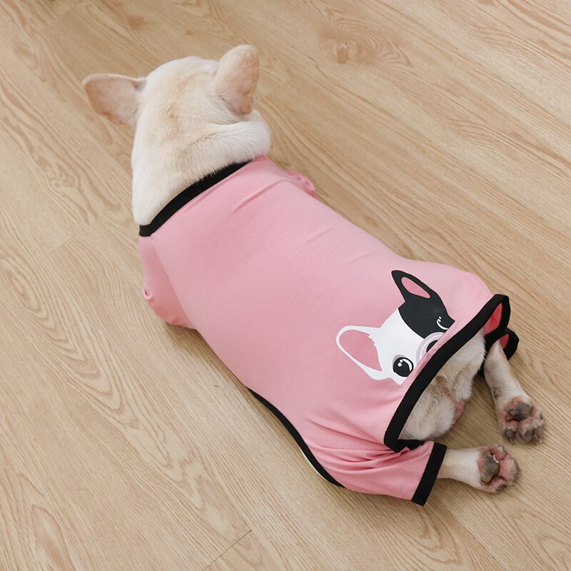 KFX-4911037 Cotton Printed Pajamas for Dogs in Gray, Blue, and Pink Options