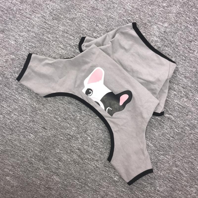 KFX-4911037 Cotton Printed Pajamas for Dogs in Gray, Blue, and Pink Options
