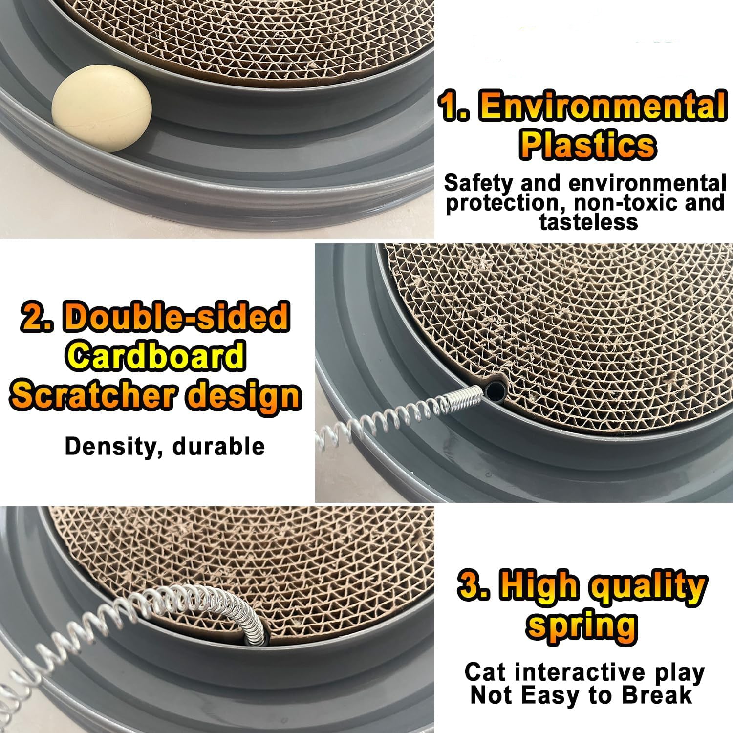 KFX-4911933 Interactive Cat Scratcher Toy with Ball and Mouse Swatter - Engaging Scratch Pad for Cats and Kittens, 13" Base, Durable Design