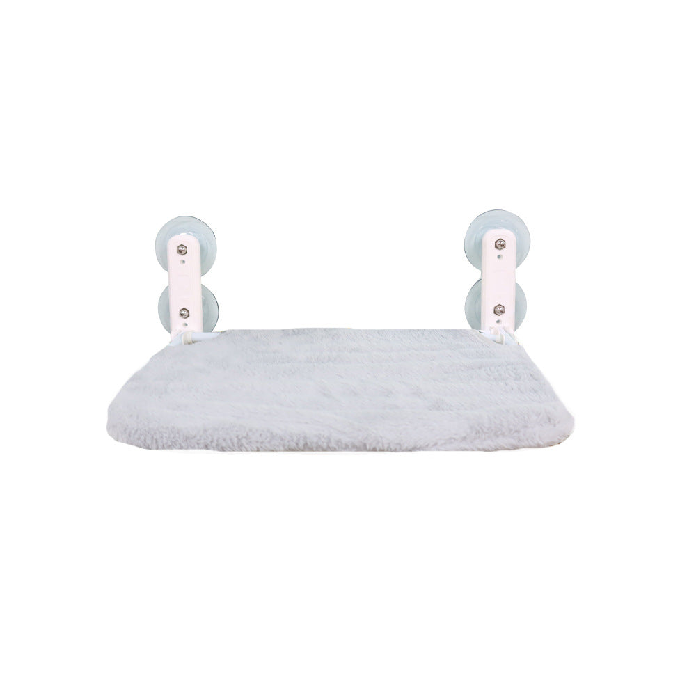 KFX-4912061 Universal Cat Litter Hammock with Suction Cup for Windows - Foldable (Beige/Gray)