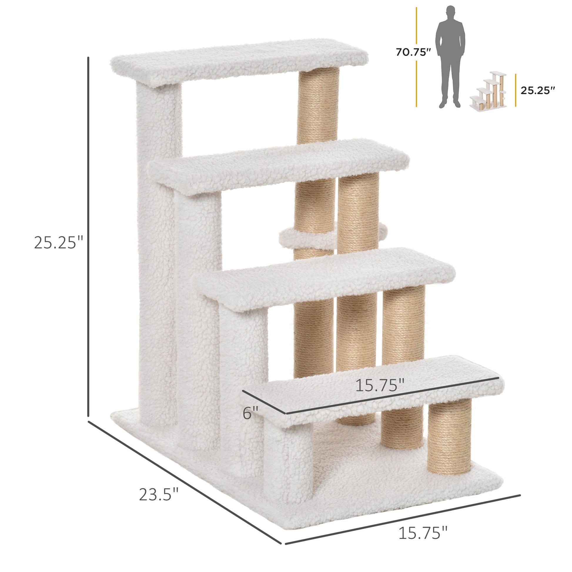 KFX-4913725 4-Level Cat Steps with Scratching Posts for Easy Access and Play