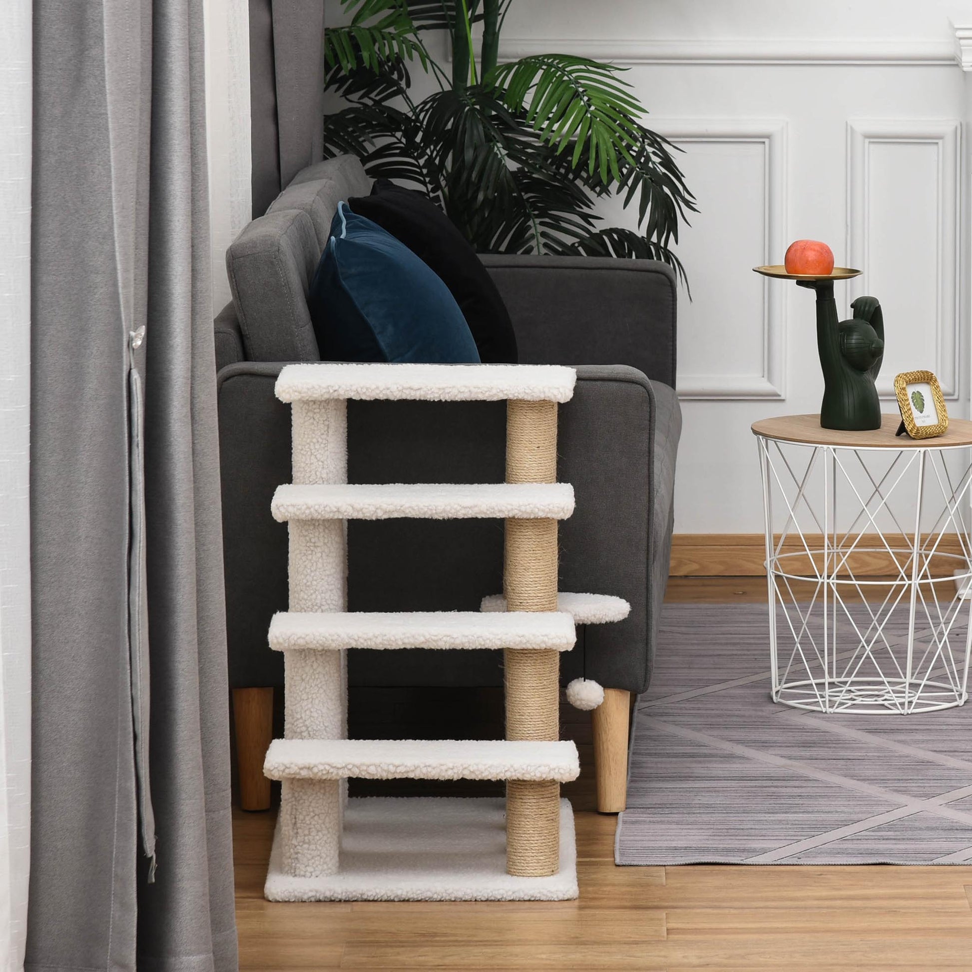 KFX-4913725 4-Level Cat Steps with Scratching Posts for Easy Access and Play