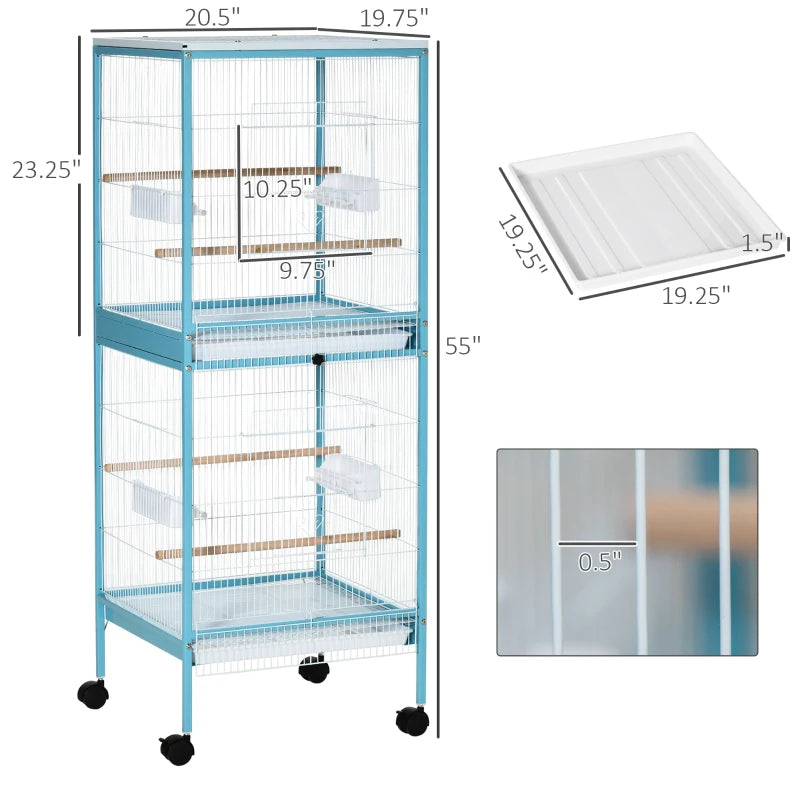 KFX-4914109 Large Two-Tier Bird Cage with Easy Access Doors and Cleaning Trays