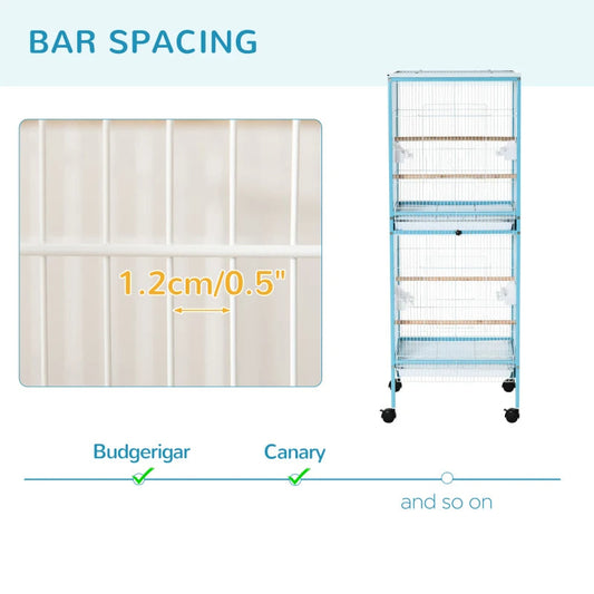 KFX-4914109 Large Two-Tier Bird Cage with Easy Access Doors and Cleaning Trays