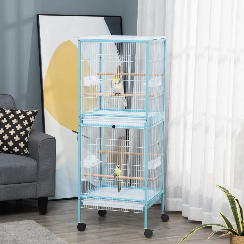 KFX-4914109 Large Two-Tier Bird Cage with Easy Access Doors and Cleaning Trays