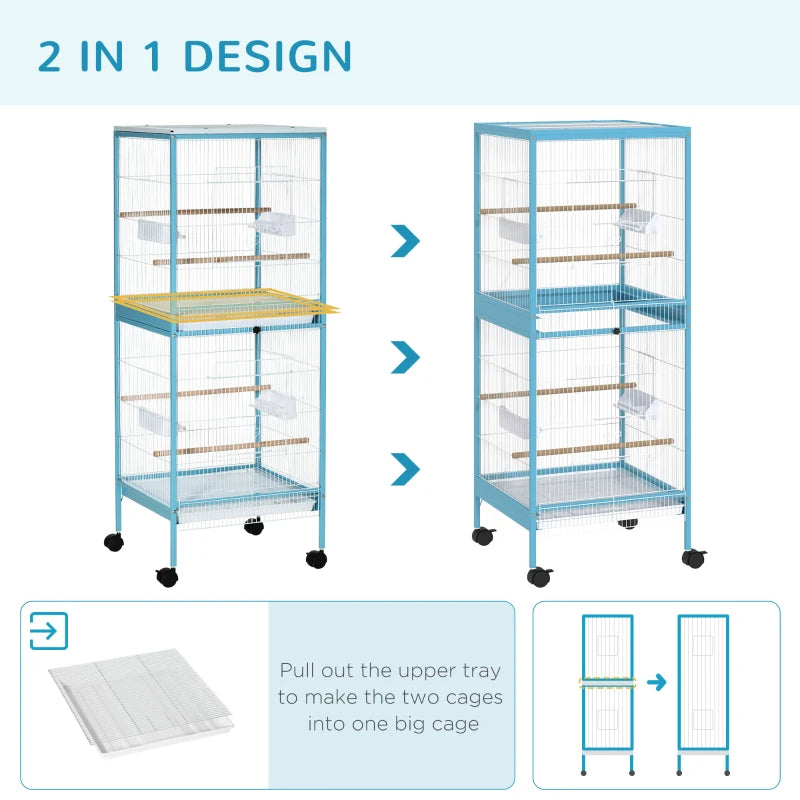 KFX-4914109 Large Two-Tier Bird Cage with Easy Access Doors and Cleaning Trays