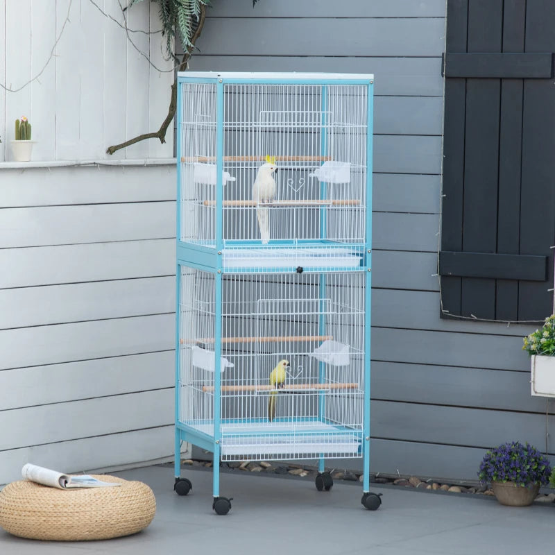 KFX-4914109 Large Two-Tier Bird Cage with Easy Access Doors and Cleaning Trays